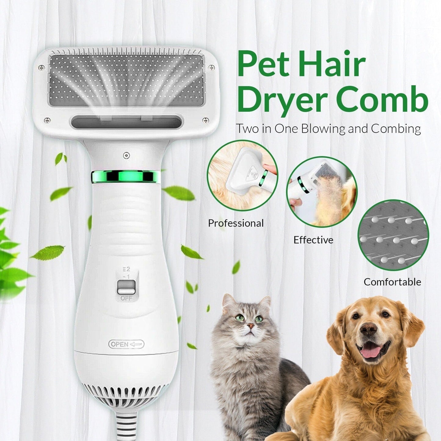 2 - in - 1 Pet Dryer Brush - premium - Trendyvice worldwide