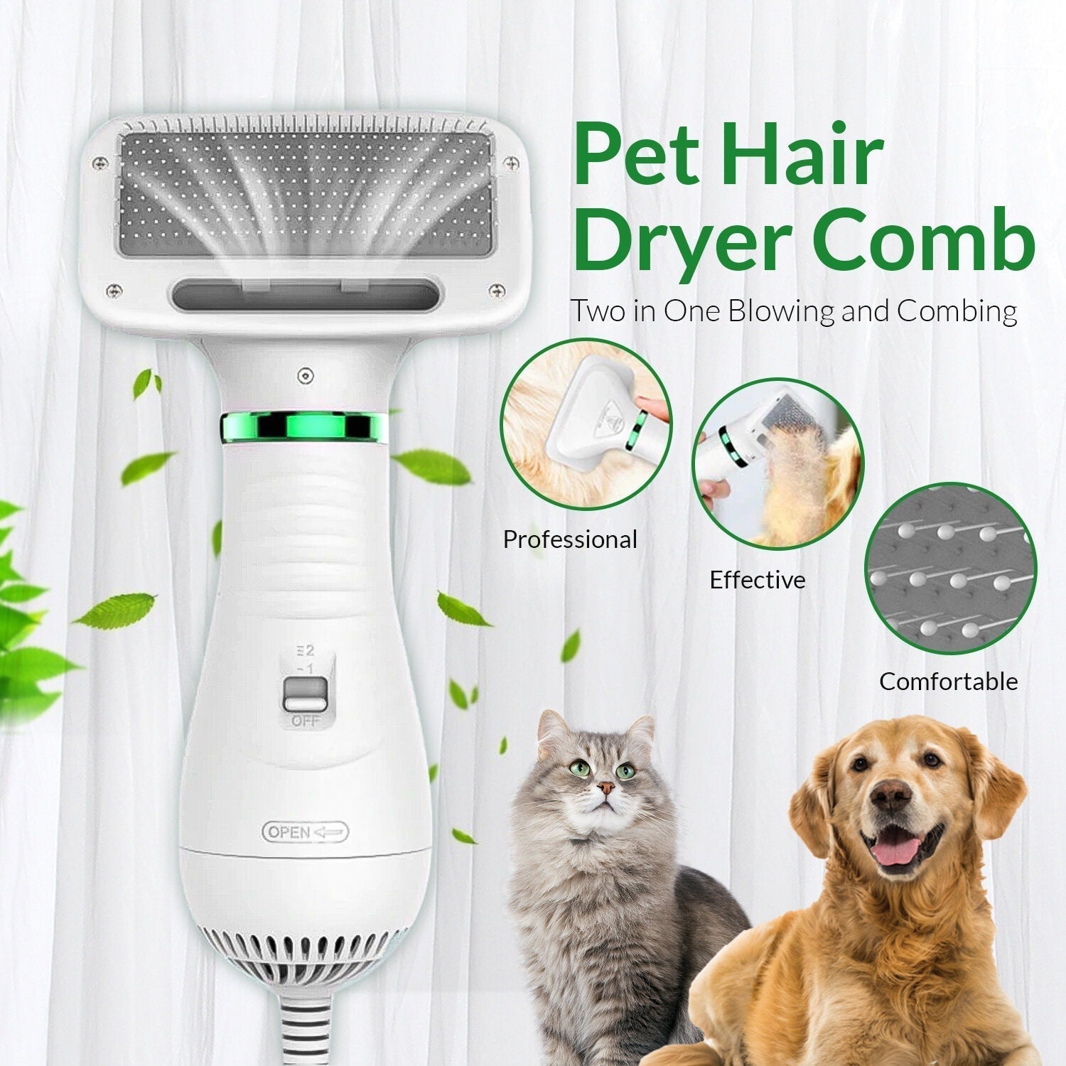 2 - in - 1 Pet Dryer Brush - premium - Trendyvice worldwide