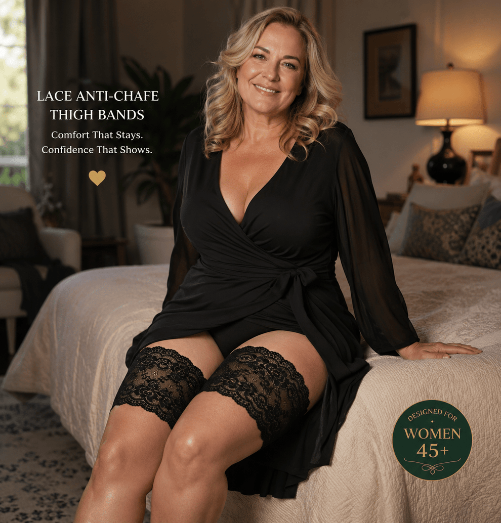 Lace Anti-Chafe Thigh Bands from Trendyvice — a breathable lace band worn around each thigh to cover the inner-thigh friction zone and reduce rubbing under dresses.
