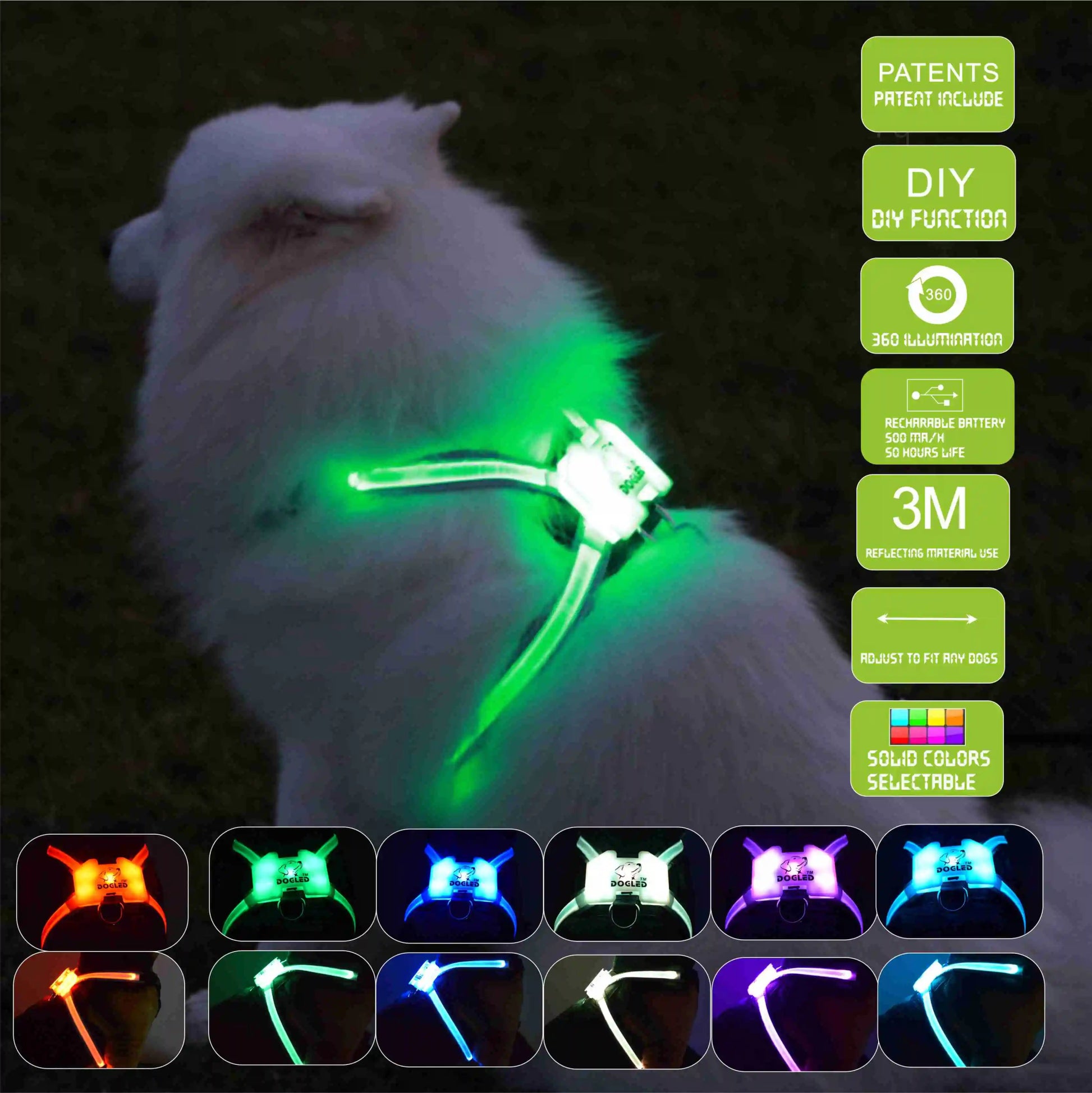 LED USB Rechargeable Silicone Dog Collar - premium - Trendyvice worldwide